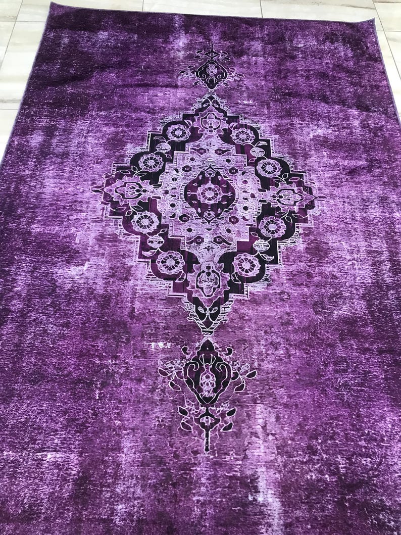 Purple Rug, Modern Purple Rug, Purple Turkish Rug, Purple Rococo Rug ...