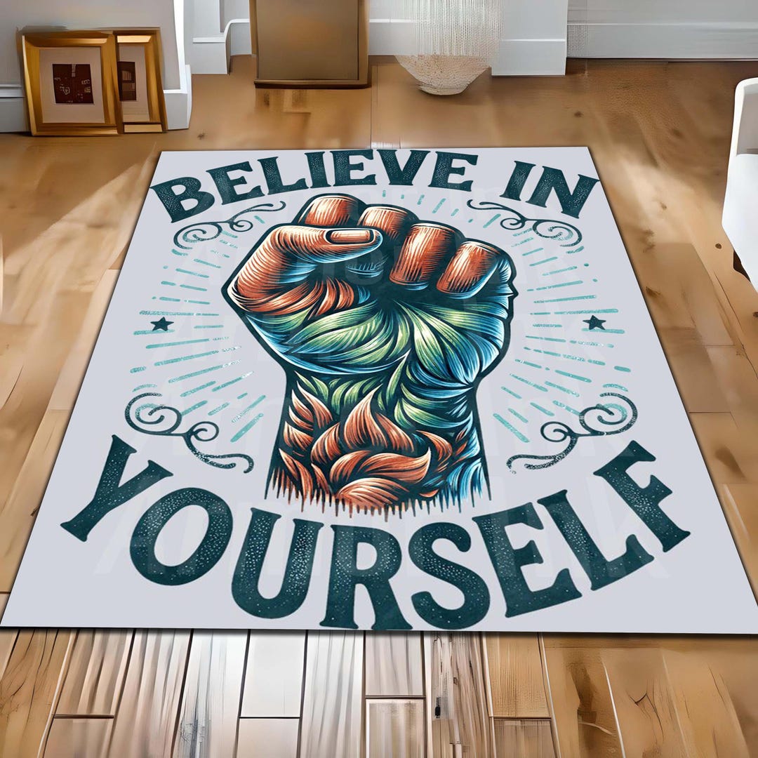 Affirming Rugs Motivational Quote Area Rug Believe in Yourself, Inspirational Home ...