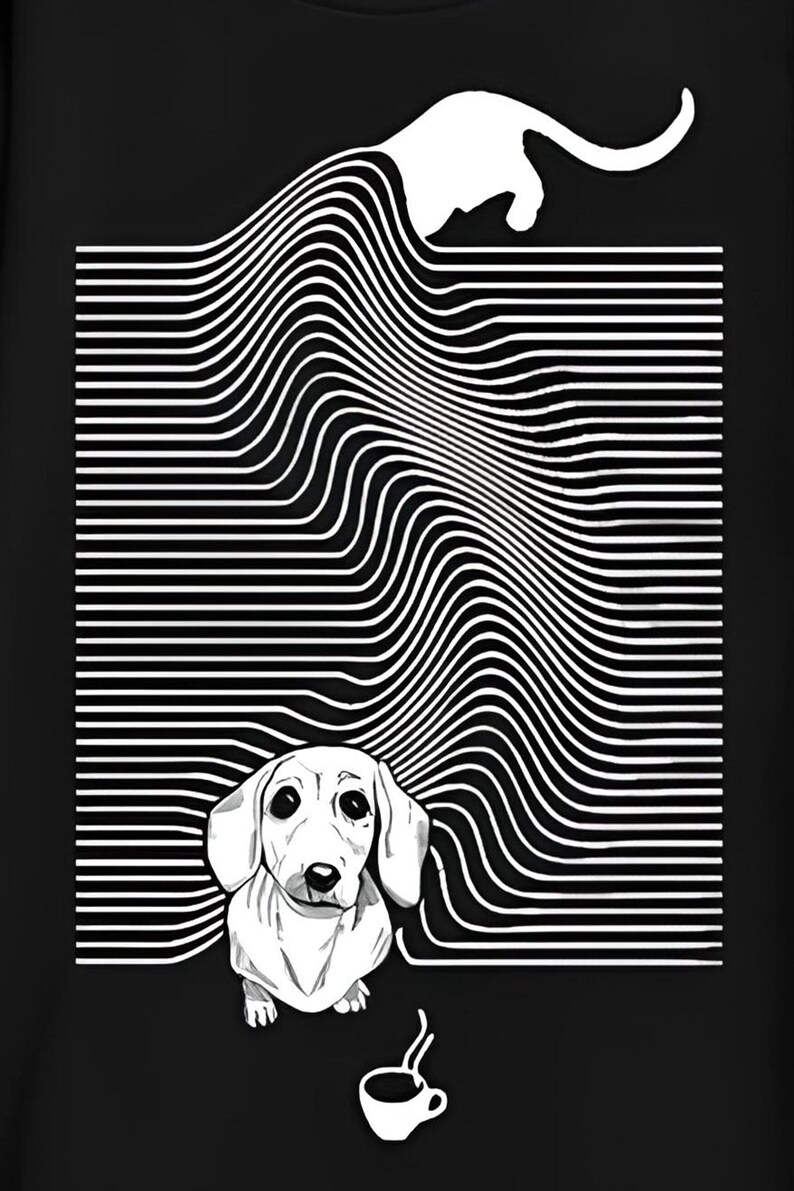 Modern Dachshund Dog Area Rug, Black and White Op Art Dog Lover's Decor