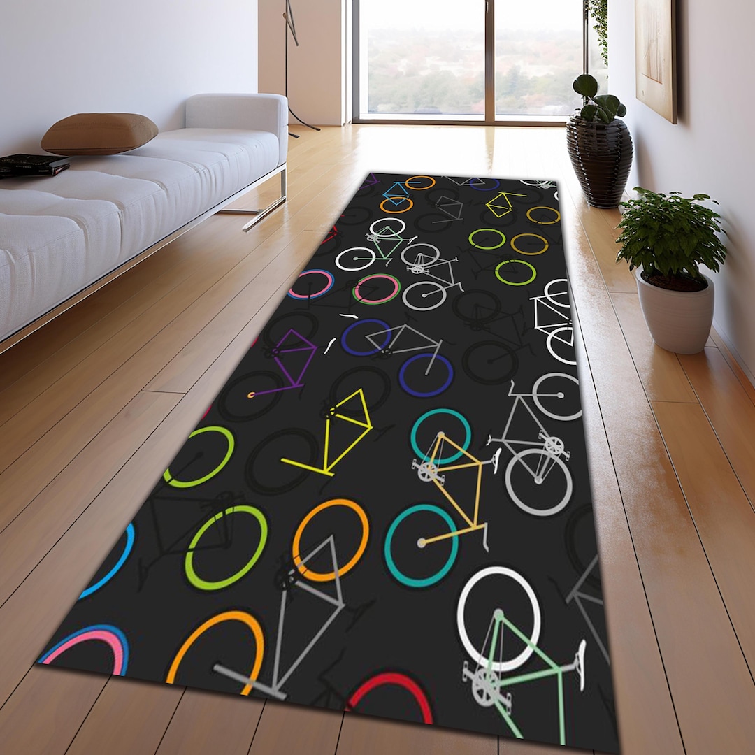 Colorful Bicycle Runner Rug: Modern Cycling Hallway Carpet - Etsy