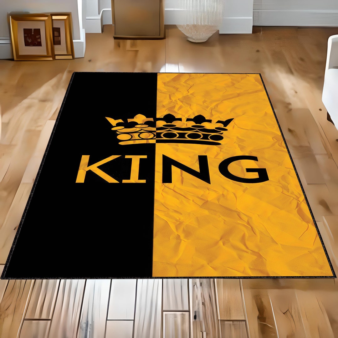 Custom King Rug, Crown of King and Queen Rug, King Design Rug, Yellow