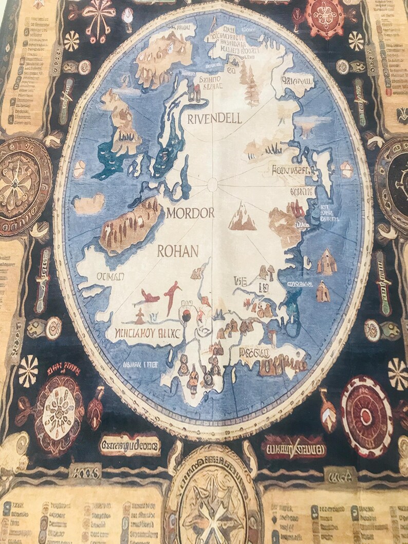 LOTR Rug, Map Decor Rug, Lord of the Rings Rug, Middle Earth Rug, Mordan Gandalf Rug, Rohan Rug, Middle Earth Design Rug, image 2