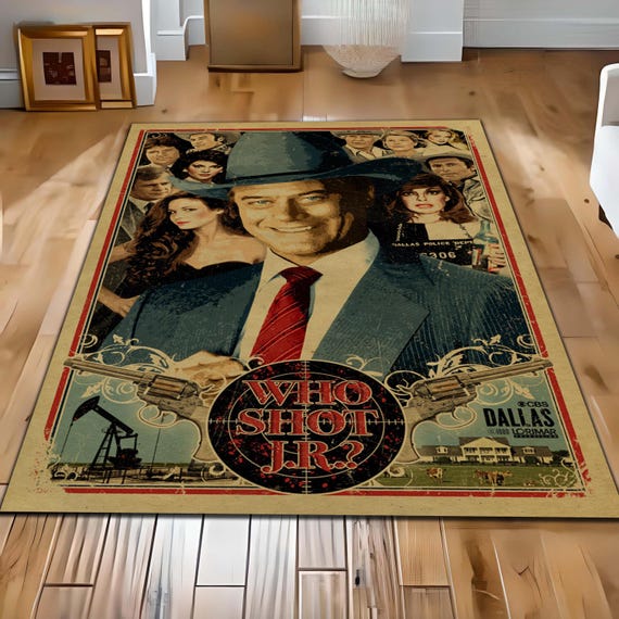 John Ross Ewing Jr Rug, JR Dallas Rug, TV Show Rug, Retro Western Style Rug, JR Dallas Carpet, Movie Room Rug, Pop Culture Decor Rug, Floor