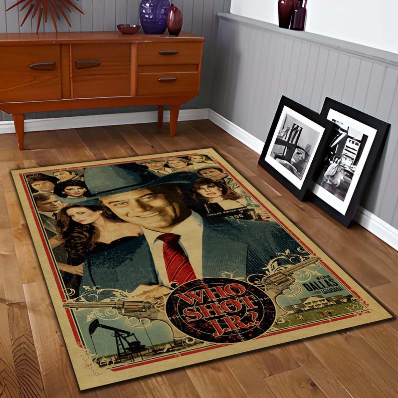 John Ross Ewing Jr Rug, JR Dallas Rug, TV Show Rug, Retro Western Style Rug, JR Dallas Carpet, Movie Room Rug, Pop Culture Decor Rug, Floor