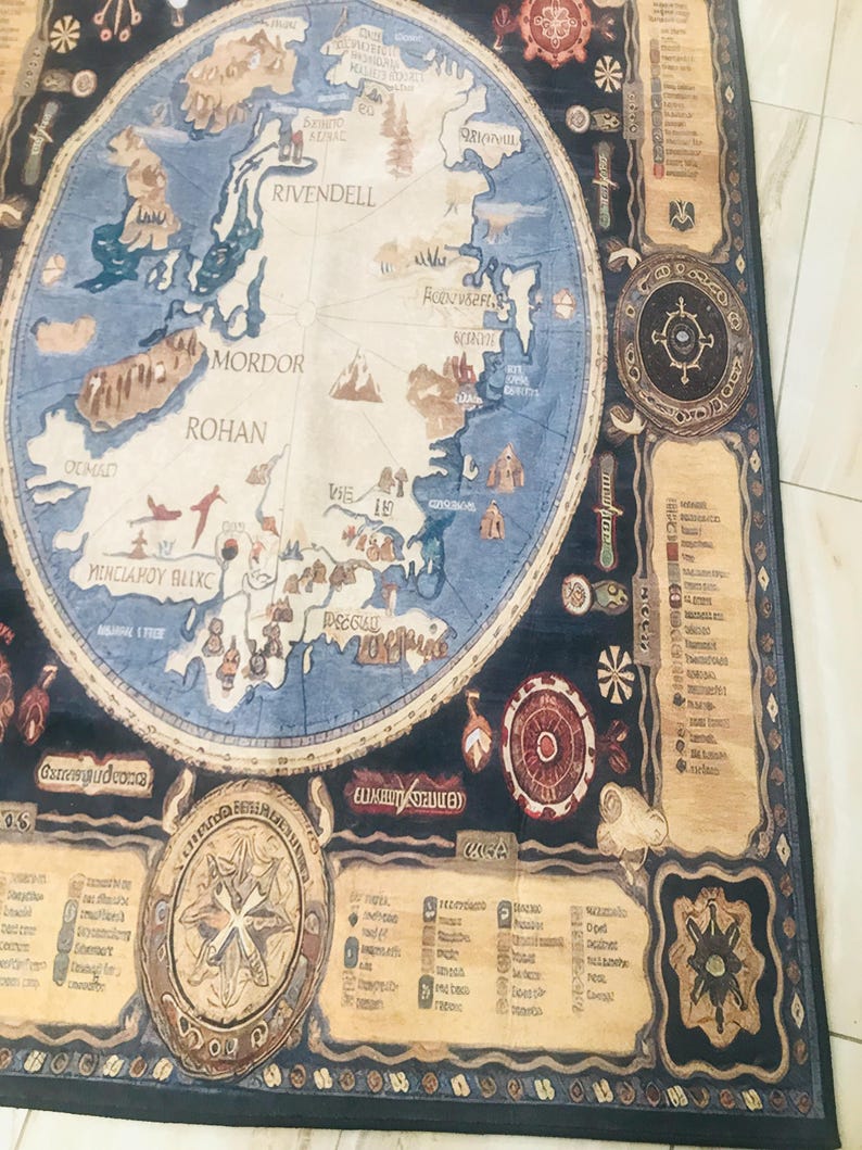 LOTR Rug, Map Decor Rug, Lord of the Rings Rug, Middle Earth Rug, Mordan Gandalf Rug, Rohan Rug, Middle Earth Design Rug, image 18