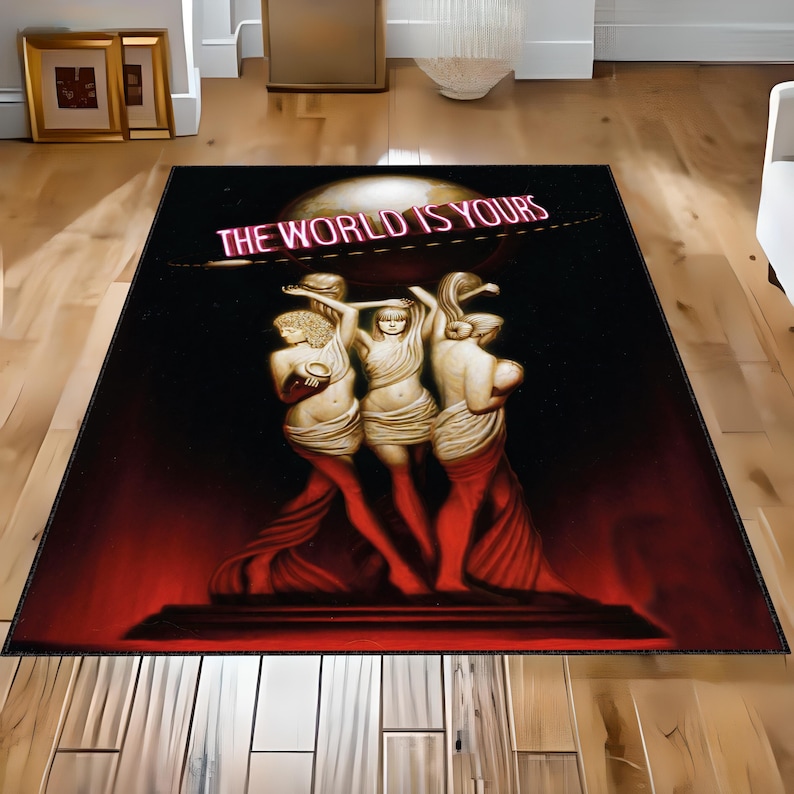 Scarface Rug The World is Yours Rug Tony Montana Rug, Films Art Design, Movies Rug, Room Decor Rug, Gift For Him Her, Floor Rug, Custom Rug