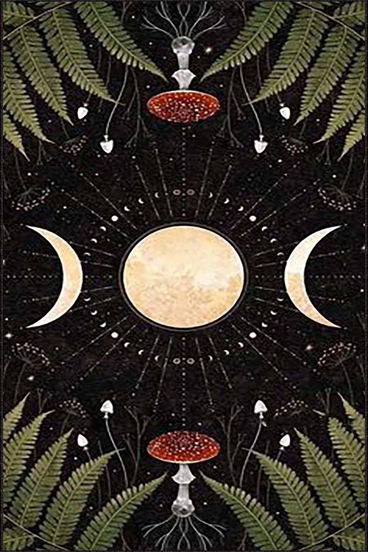 Red Moon Rug Moon Decor Rug, Mushroom Pattern Rug, Original Design Rug, Custom ...
