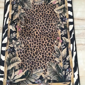 Leopard Print Jungle Rug: Washable Non Slip Animal Print Carpet with Zebra Border Tropical Leaves, Safari Style Home Decor image 10