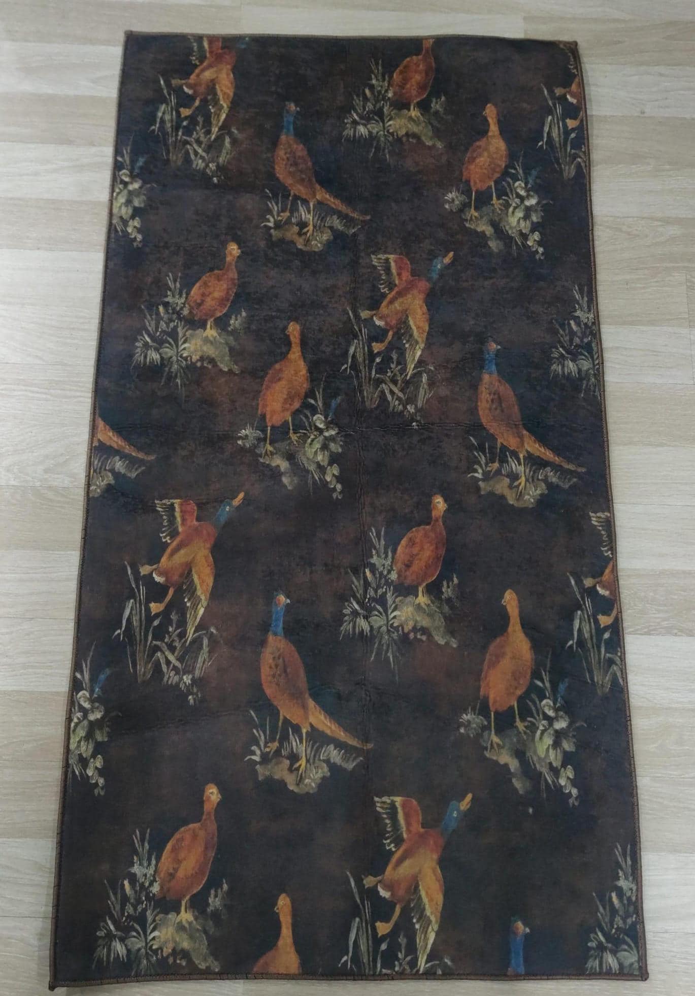 Rustic Brown Area Rug, Game Bird and Duck Rug, Lodge Cabin Farmhouse ...