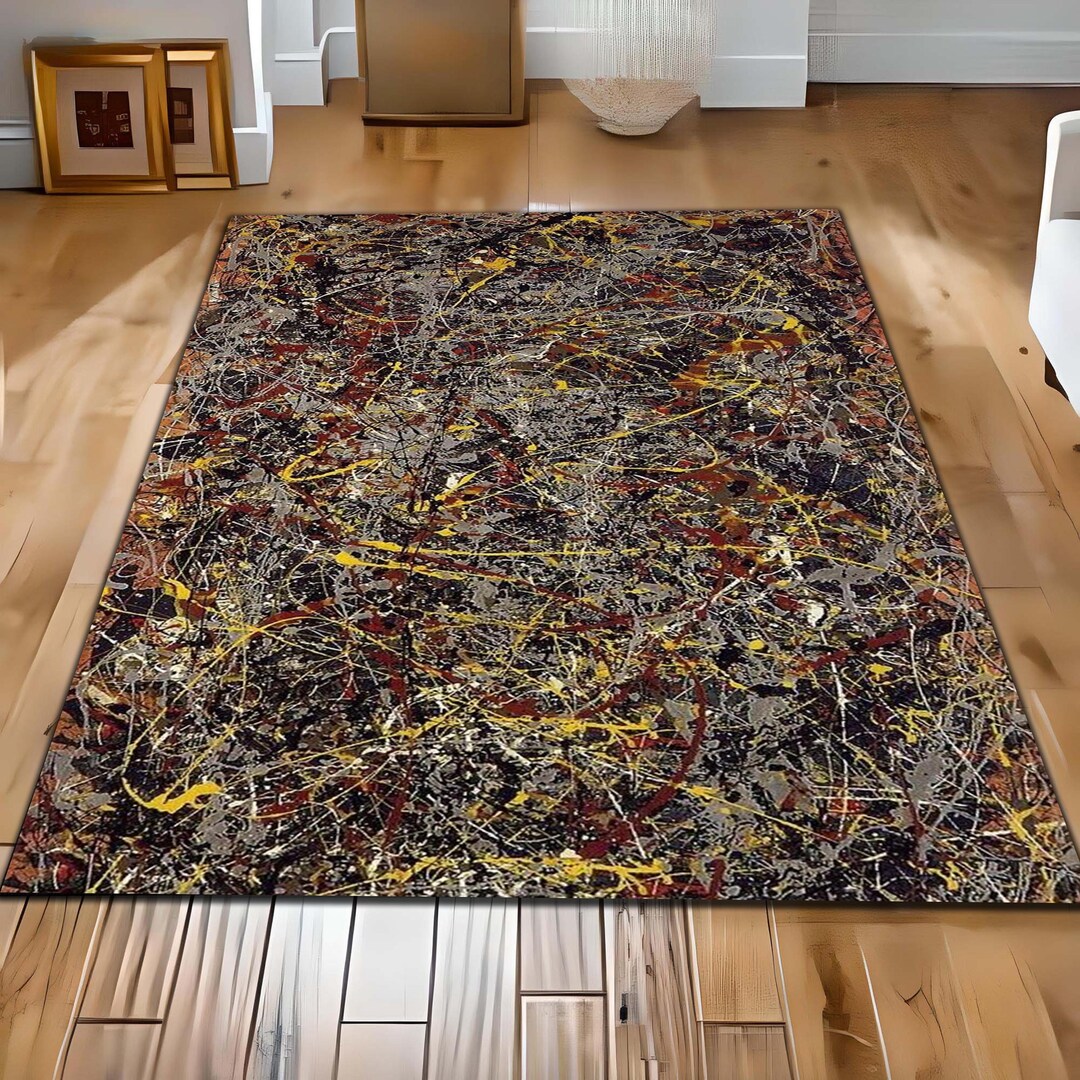 Abstract Paint Splatter Area Rug: Modern Multicolor Carpet, Jackson ...