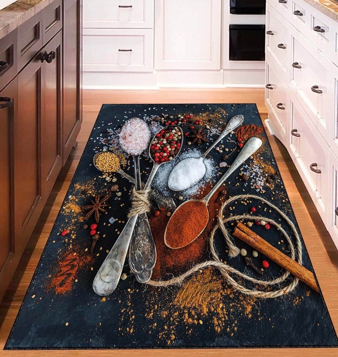 Spices Decor Rug, Kitchen Pattern Rug, Kitchen Area Rug, Kitchen Runner ...