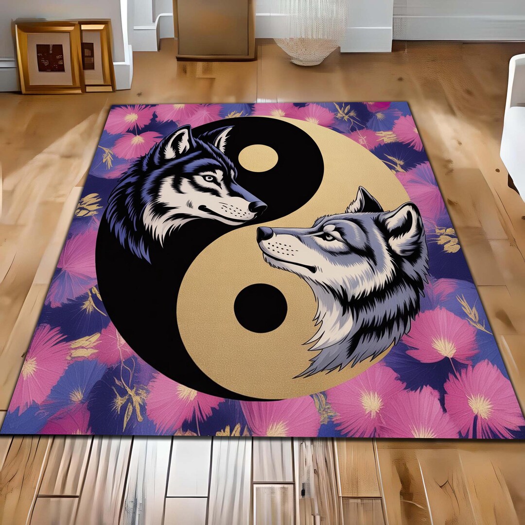 Deviantart Wolf Rug Wolf Animal Decor Yin Yang Wolves Rug Mat: Siberian Wolf Art Rug ...