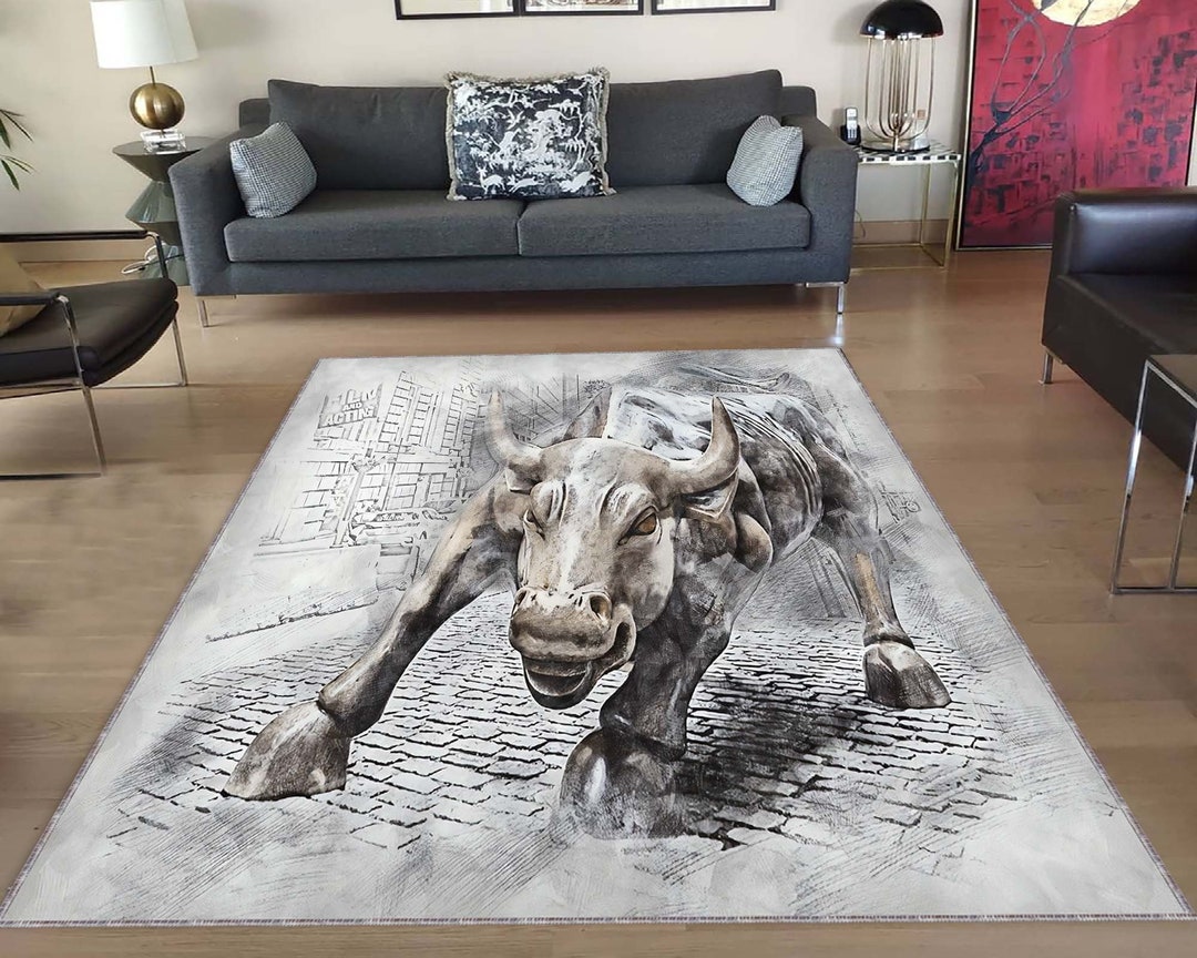 Charging Bull Rugs, Wall Street Decor Rug, Office Rug, Floor Rug, New ...