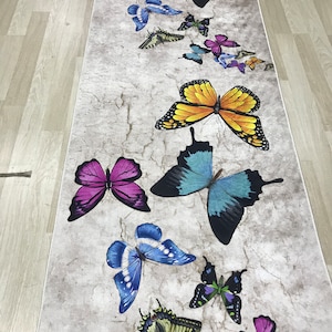 Butterfly Runner Rug Runner Rug, Butterfly Runner Rug, Entryway Rug, Stair Rug, Butterfly ...