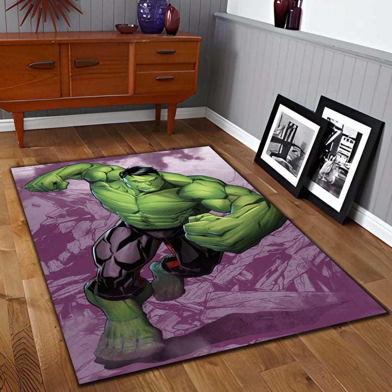 Hulk Superhero Power Rug: Avenger Rug Mat, Green Muscle Hero Kids Room ...