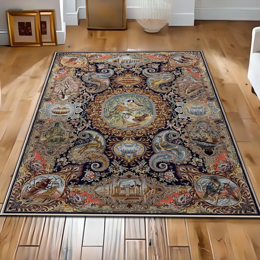 Traditional European Style Rug Elegant Classic European Style Rug, Scandinavian Rug, Baroque Floral ...