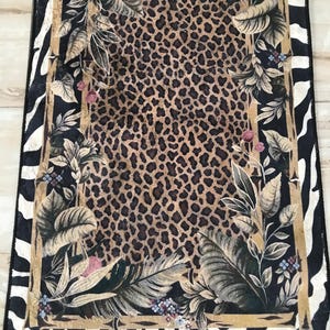 Leopard Print Jungle Rug: Washable Non Slip Animal Print Carpet with Zebra Border Tropical Leaves, Safari Style Home Decor image 17