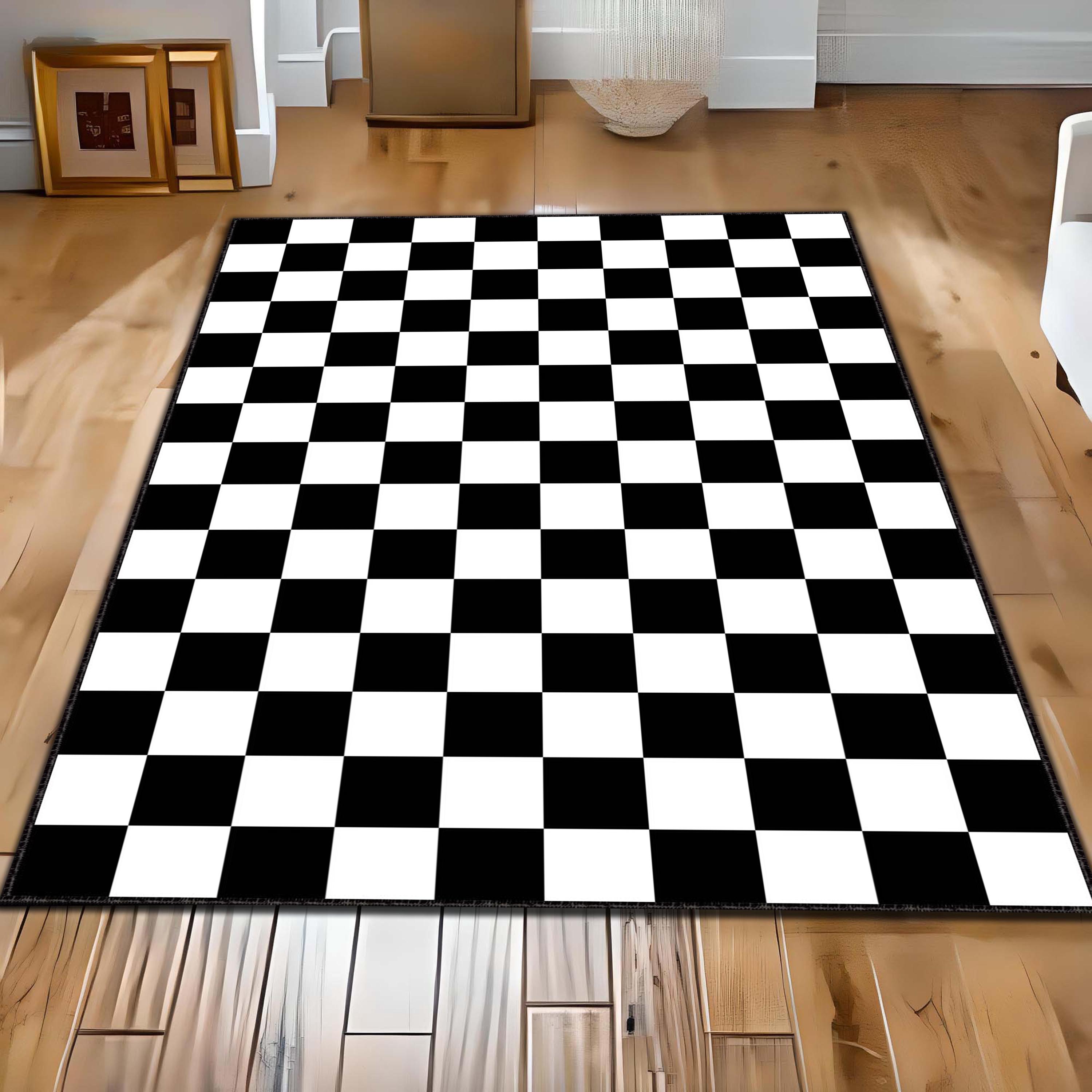Checkered Area Rug, Checkered Checks Rug for Living Room, Non Slip ...