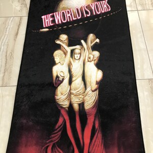 Scarface Rug The World is Yours Rug Tony Montana Rug, Films Art Design, Movies Rug, Room Decor Rug, Gift For Him Her, Floor Rug, Custom Rug