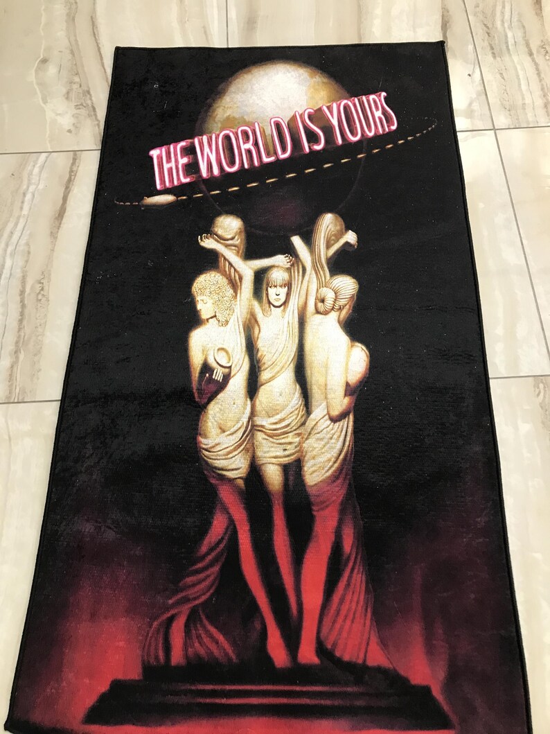 Scarface Rug The World is Yours Rug Tony Montana Rug, Films Art Design, Movies Rug, Room Decor Rug, Gift For Him Her, Floor Rug, Custom Rug