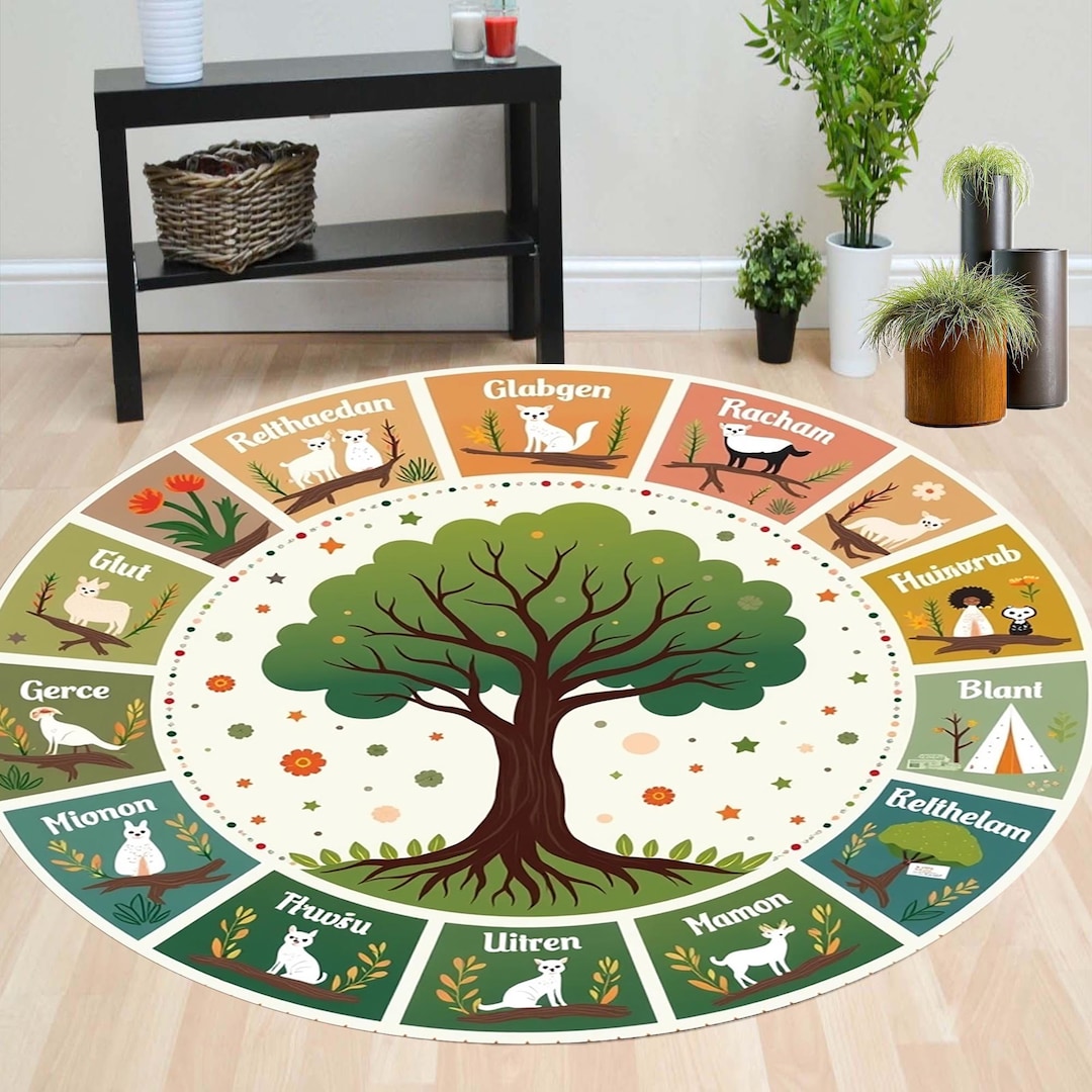 Woodland Tree Round Rug: Nature Inspired Nursery Decor - Etsy