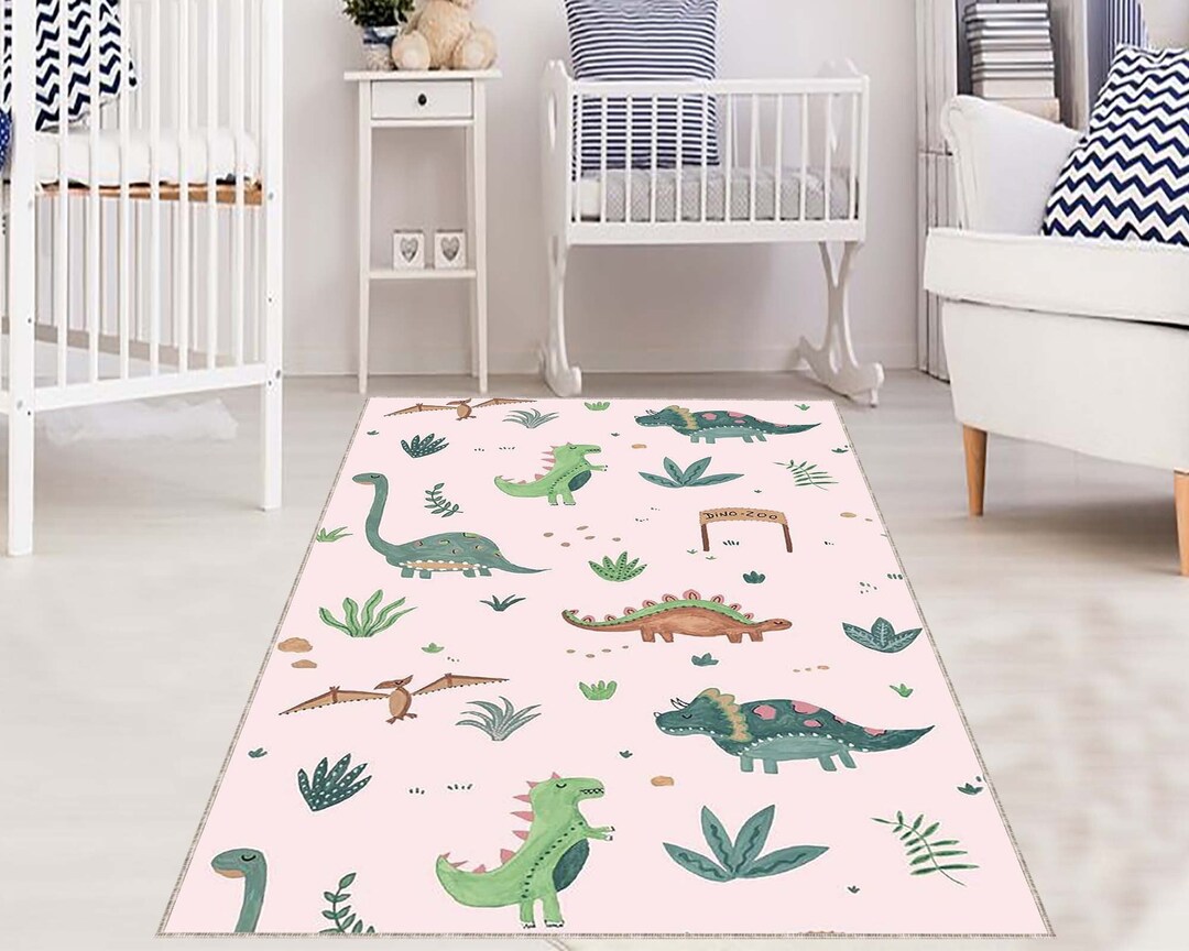 Dinosaurs Decor Rug Kids Room Rug Themed Decor Rug Dinosaur Etsy