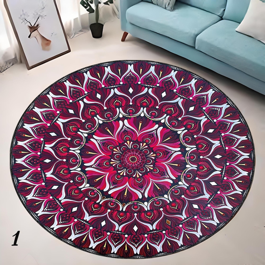 Mandala Round Rug Flower of Life Rug, Mandala Rug, Circle Decor Rug ...