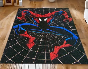 Spider Man Rug, Avenger Decor Rug, Super Hero Art Rug, Kids Room Decor Rug, Washable Non Slip Based Rug, Action Nursery Mat