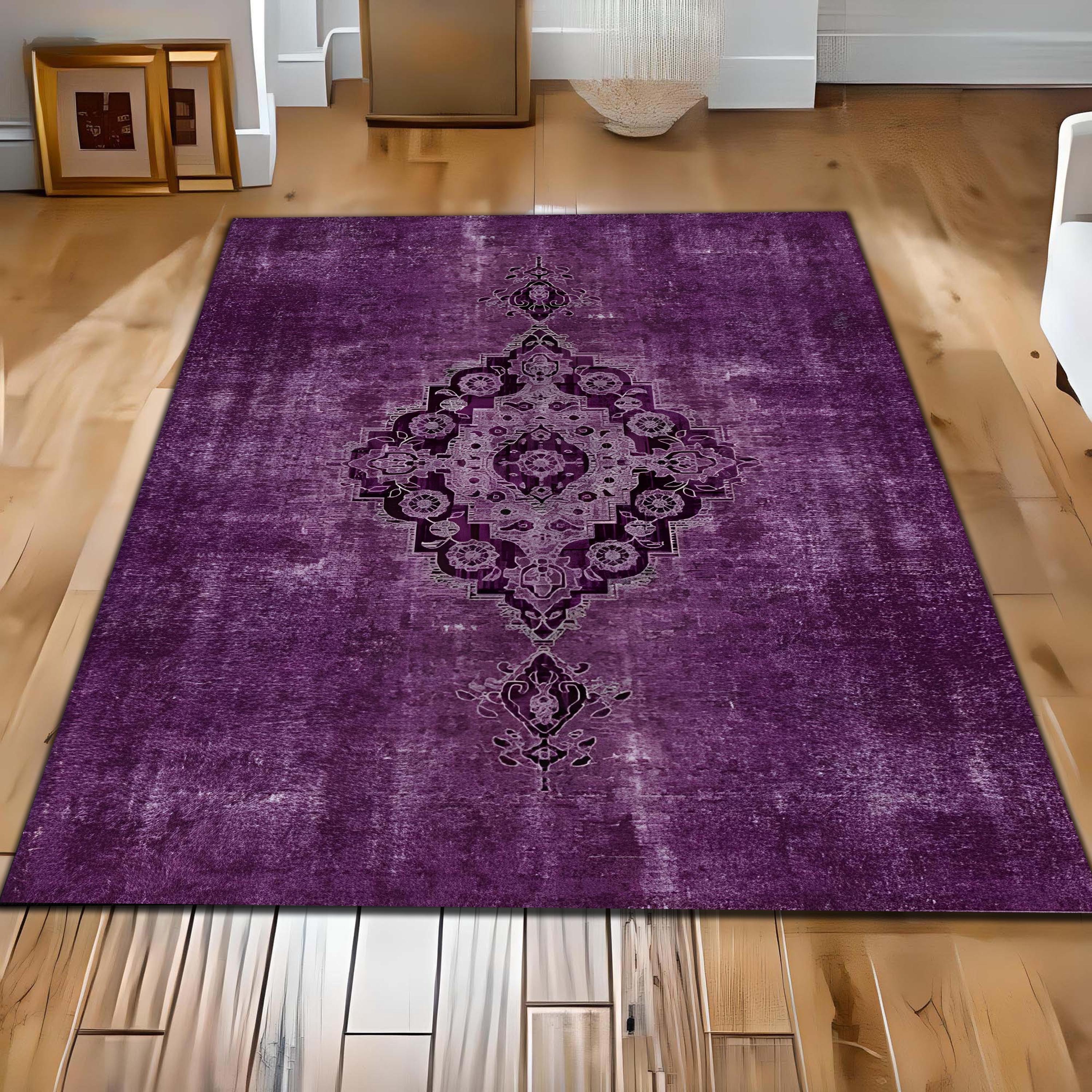 Fancy Purple Rug Purple Rug, Modern Purple Rug, Purple Turkish Rug, Purple Rococo Rug ...