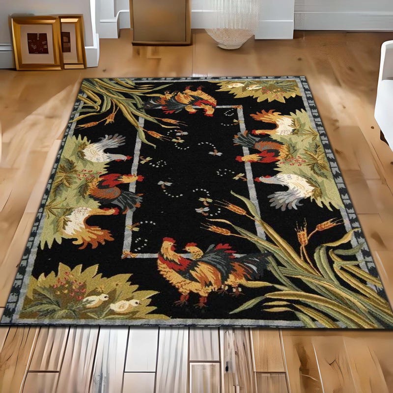 Rooster Design Kitchen Rugs Rooster Rugs - Etsy