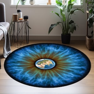 World Rug, Earth and Oceans Rug, Round Rug, Circle Rug, Bathmat Rug, Doormat Rug, Indoor Rug, Entryway Rug, Nursery Decor Rug, Floor Rug,