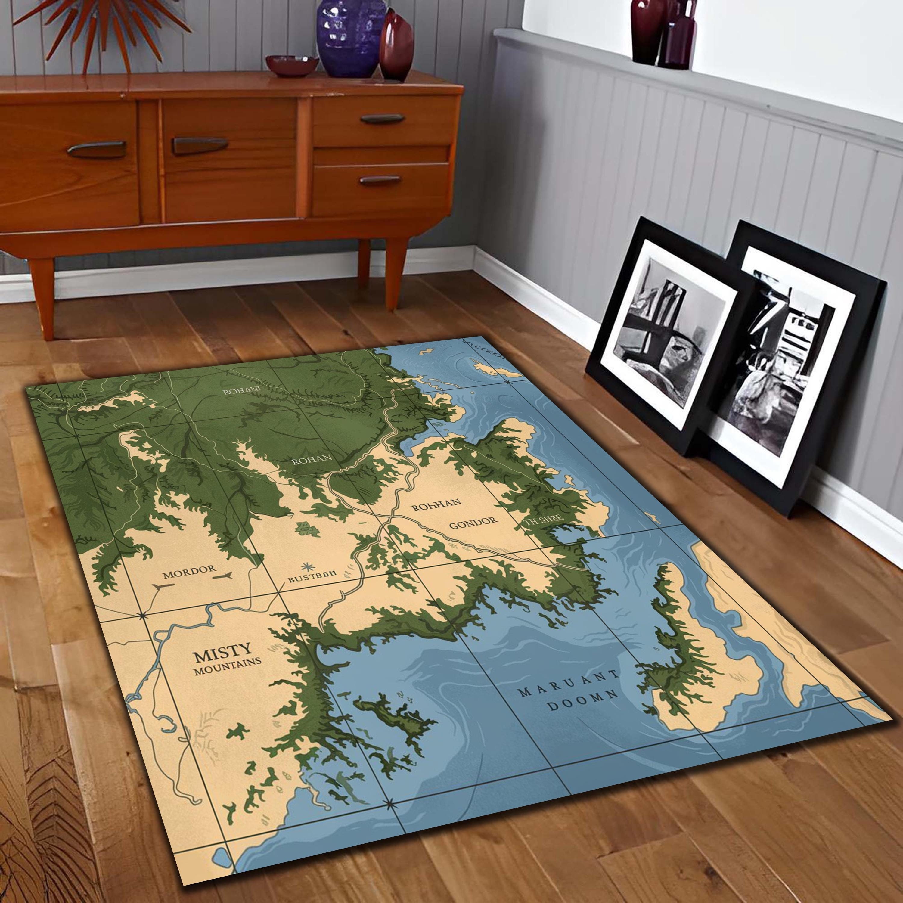 Map Rug, Middle Earth Map Rug | Tolkien Inspired Area Rug | Fantasy ...