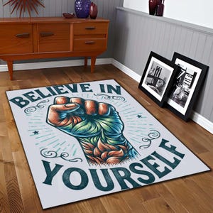 Affirming Rugs Motivational Quote Area Rug Believe in Yourself, Inspirational Home ...