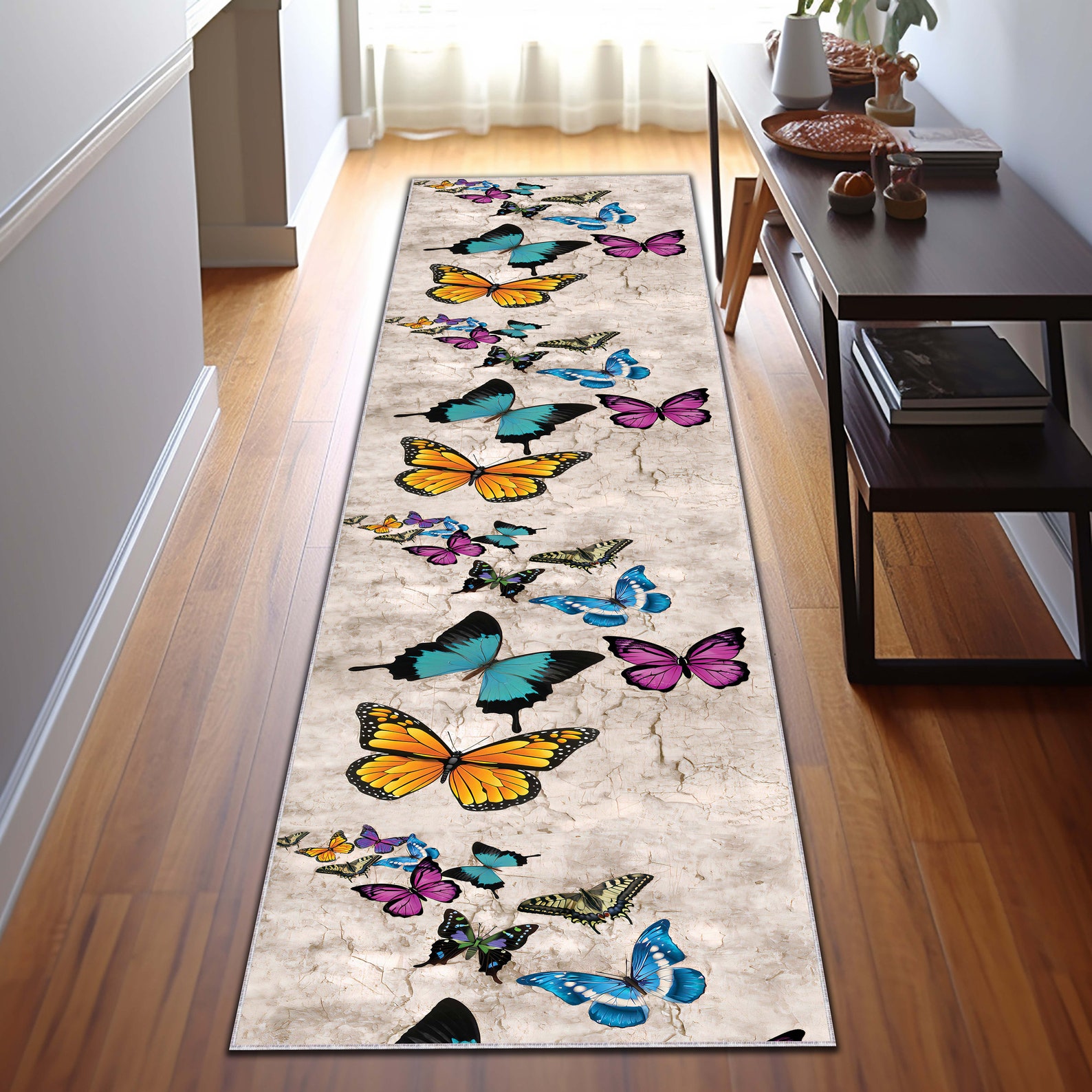 Butterfly Runner Rug Runner Rug, Butterfly Runner Rug, Entryway Rug, Stair Rug, Butterfly ...
