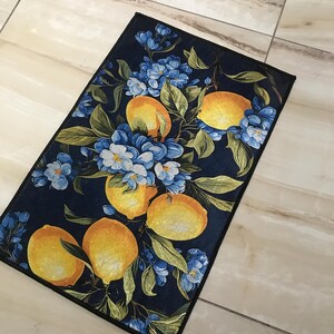 Lemon Rug, Lemon Blossom Rug, 3D Printed Rug, Lemon Tree Rug, Lemon Pattern Rug, Kitchen Rug, Custom Gift Rug, Indoor Rug, Floor Rug, Area
