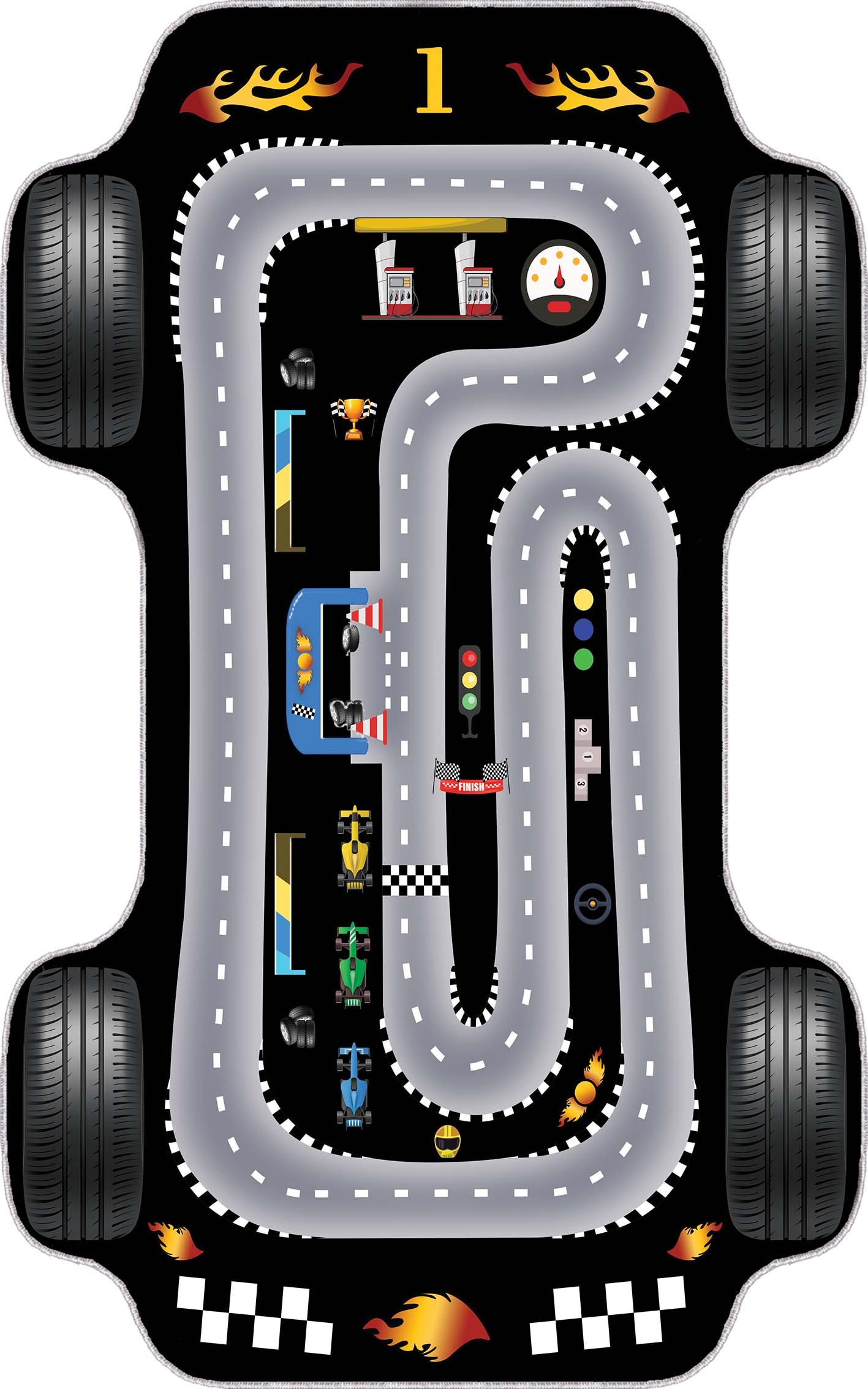Race Track Play Rug, Kids Car Play Mat, Racing Car Carpet, Grand Prix ...