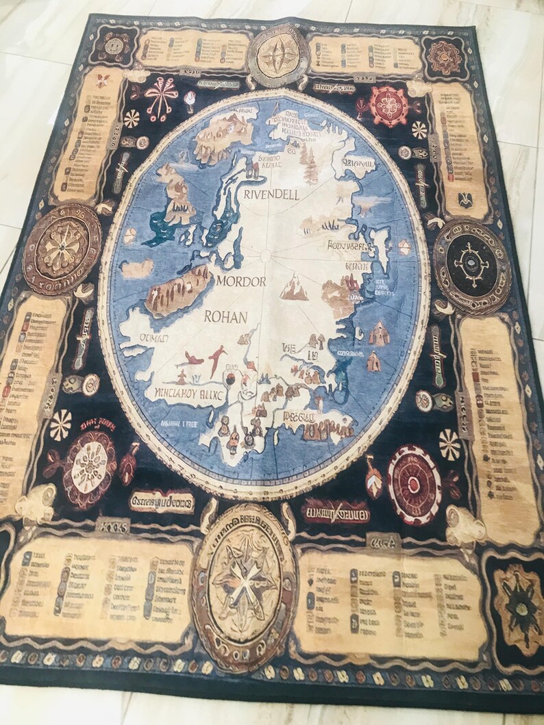 LOTR Rug, Map Decor Rug, Lord of the Rings Rug, Middle Earth Rug, Mordan Gandalf Rug, Rohan Rug, Middle Earth Design Rug, image 4