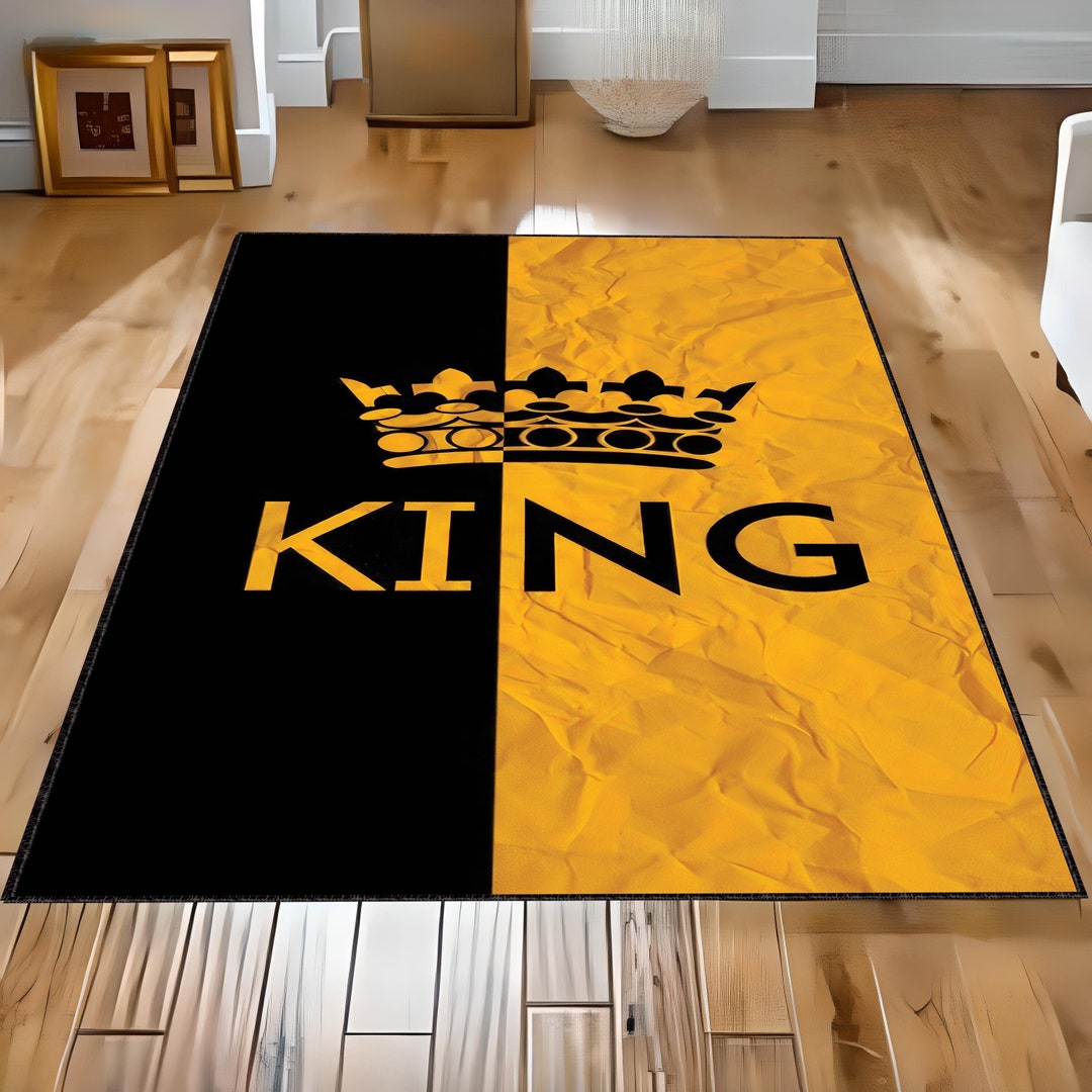 Crown of King and Queen Rug, King Design Rug, Yellow and Black Rug ...