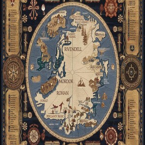 LOTR Rug, Map Decor Rug, Lord of the Rings Rug, Middle Earth Rug, Mordan Gandalf Rug, Rohan Rug, Middle Earth Design Rug,AWESOME Map Rug Mat