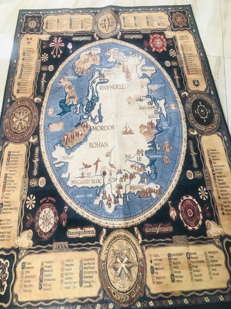 LOTR Rug, Map Decor Rug, Lord of the Rings Rug, Middle Earth Rug, Mordan Gandalf Rug, Rohan Rug, Middle Earth Design Rug, image 8
