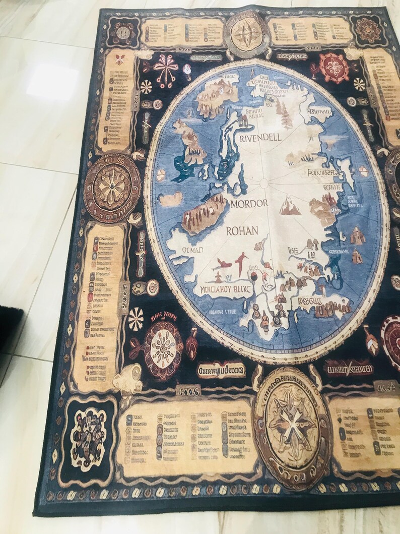LOTR Rug, Map Decor Rug, Lord of the Rings Rug, Middle Earth Rug, Mordan Gandalf Rug, Rohan Rug, Middle Earth Design Rug, image 16