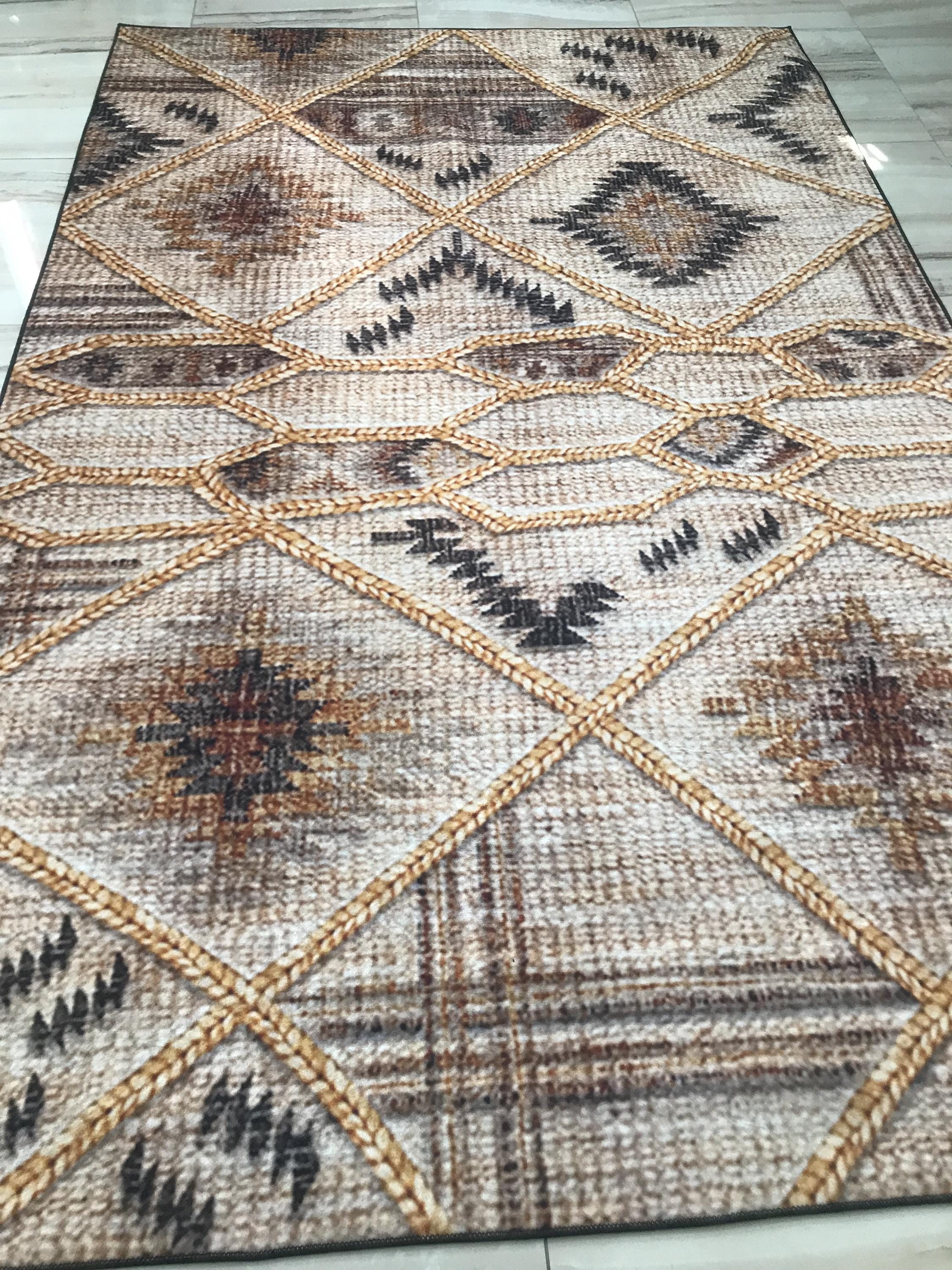Rust Black Aztec Rug Ethnic Rug, Aztec Rug, Boho Rug, Killim Rug, Modern Aztec Rug, Machine ...