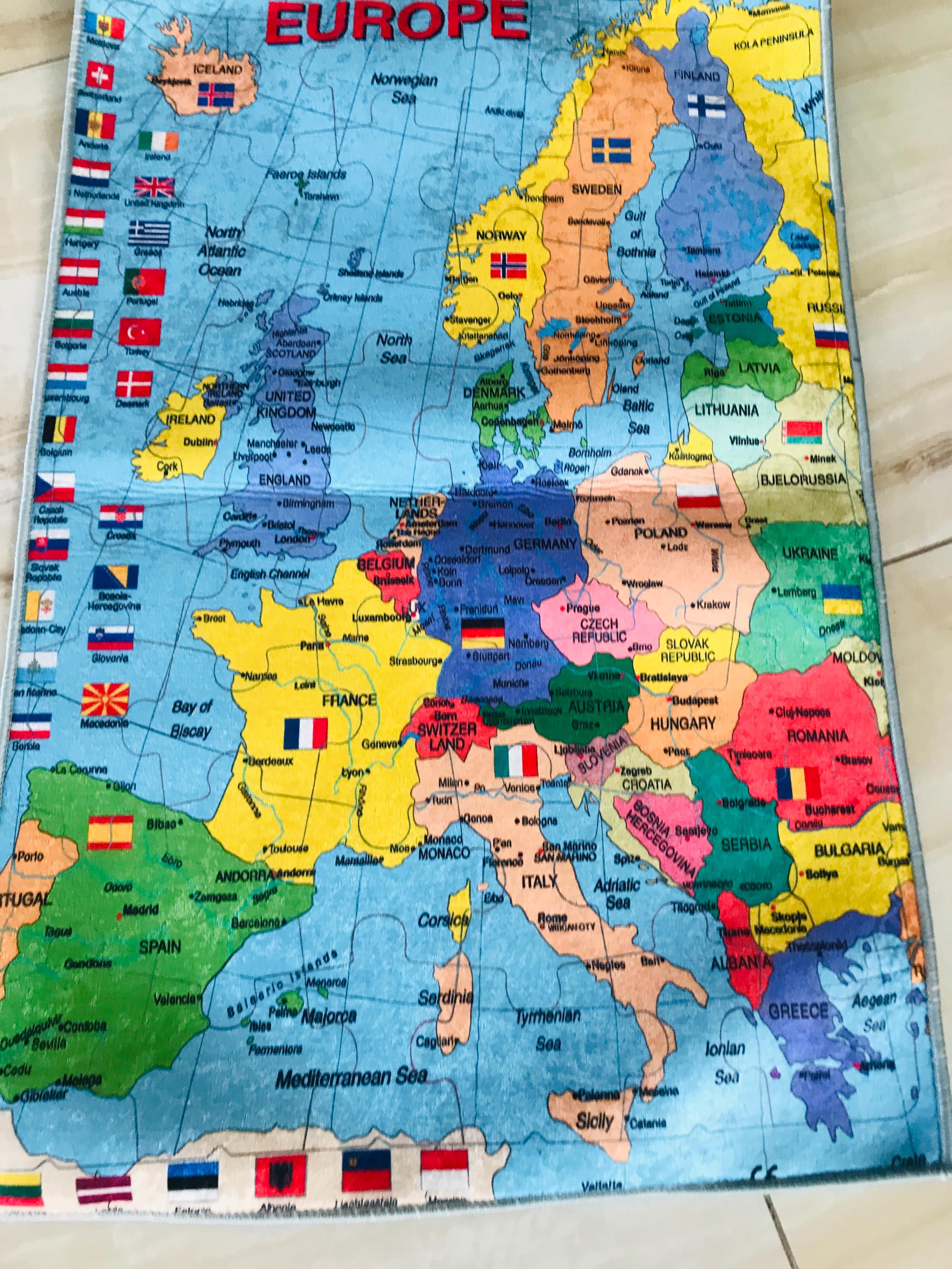 Europe Map Rug for Kids Room: Educational Geography Carpet, Colorful ...
