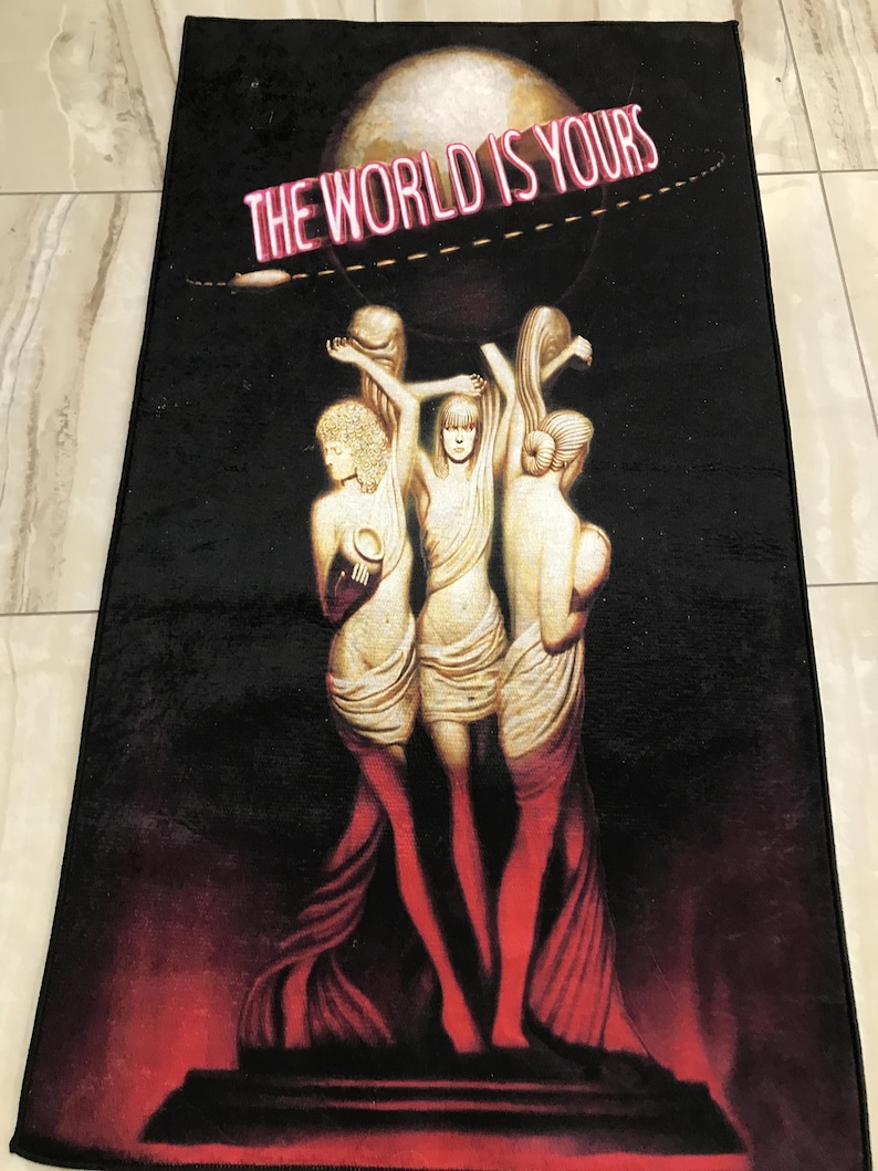 Scarface Rug The World is Yours Rug Tony Montana Rug, Films Art Design, Movies Rug, Room Decor Rug, Gift For Him Her, Floor Rug, Custom Rug