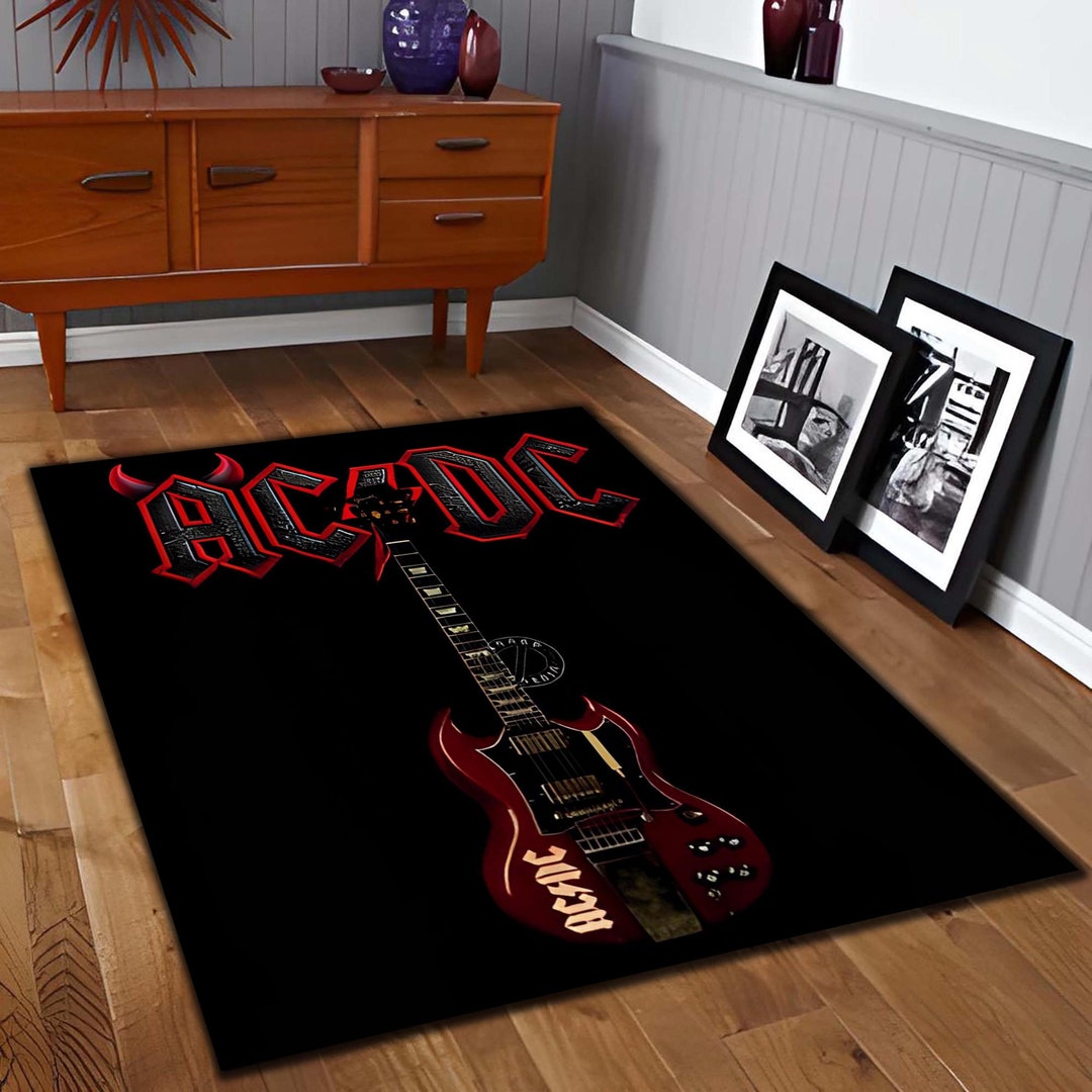 AC DC Rug, Album Cover Inspired Music Room Rug, Ac Dc Fan Rug, Music ...