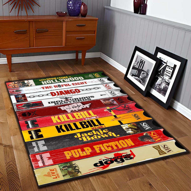 Horror Vhs Rug, Quentin Tarantino Movie Rug, Vintage VHS Design Pulp ...