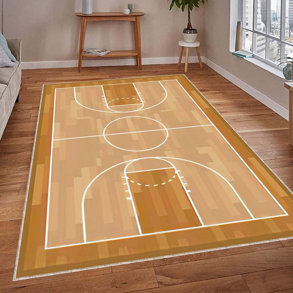 Tapis Décoration de moquette, Tapis de terrain de basket réaliste, Tapis de terrain de la NBA, Tapis de salle de jeux, Moment de récréation des enfants, Tapis de sol, Tapis de sport, Tapis