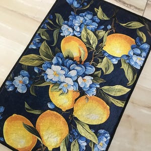 Lemon Rug, Lemon Blossom Rug, 3D Printed Rug, Lemon Tree Rug, Lemon Pattern Rug, Kitchen Rug, Custom Gift Rug, Indoor Rug, Floor Rug, Area