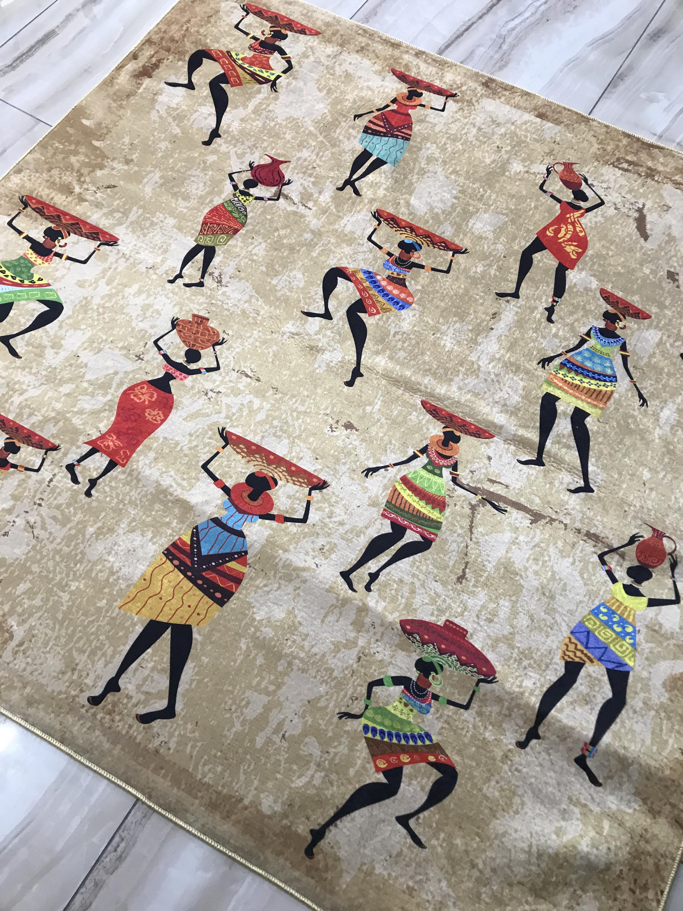 Lady Rugs Dancing African Rug, African Lady Rug, Retro African Rug, African Woman ...
