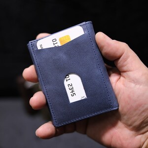 Numana Trifold Genuine Leather Wallet, Blue, Card Holder, Coin Purse, Gift, Personalized, Handmade, Valentine's Day, For Him, For Her